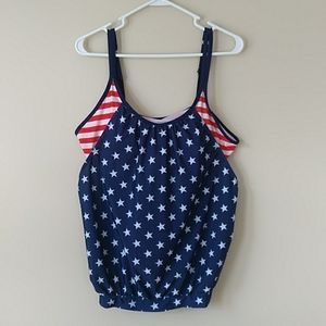 Patriotic Stars & Stripes Tank Top XXXL Red White Blue 4th of July